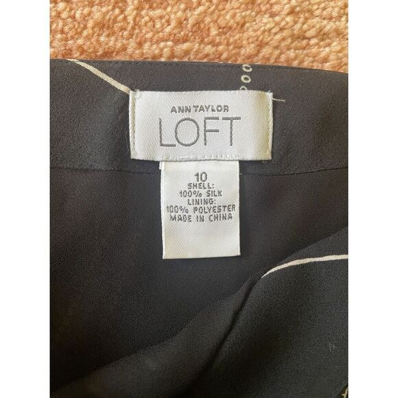 Loft Women's Black Silk Skirt Size 6 Blue & Yellow Floral Print Lined Size 10 - Picture 6 of 7